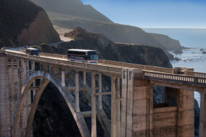 coach and mini on Bixby Bridge